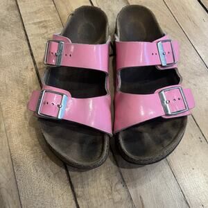 Birkenstock Arizona Pink Patent Leather Sandals Womens EU 34 US3-3.5